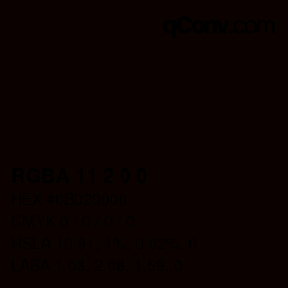 カラーコード: RGBA 11 2 0 0 | qconv.com