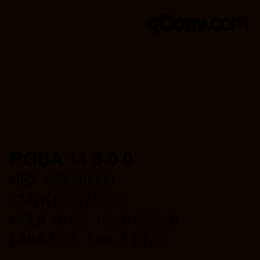 颜色代码: RGBA 11 3 0 0 | qconv.com