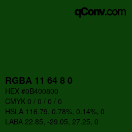 Farbcode: RGBA 11 64 8 0 | qconv.com