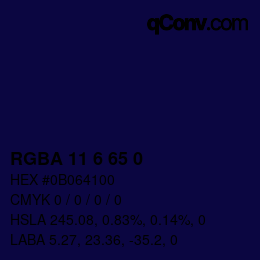 Color code: RGBA 11 6 65 0 | qconv.com