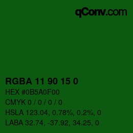Color code: RGBA 11 90 15 0 | qconv.com