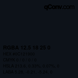 Color code: RGBA 12.5 18 25 0 | qconv.com