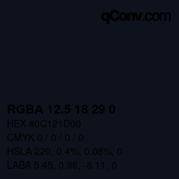 Color code: RGBA 12.5 18 29 0 | qconv.com