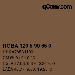 Color code: RGBA 120.5 90 65 0 | qconv.com