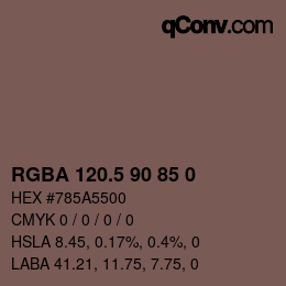 Color code: RGBA 120.5 90 85 0 | qconv.com