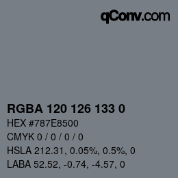 Color code: RGBA 120 126 133 0 | qconv.com
