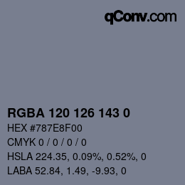 Color code: RGBA 120 126 143 0 | qconv.com
