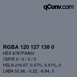 Code couleur: RGBA 120 127 138 0 | qconv.com