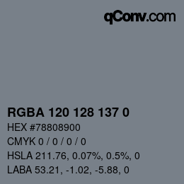 Color code: RGBA 120 128 137 0 | qconv.com