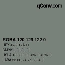 Color code: RGBA 120 129 122 0 | qconv.com