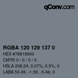 Color code: RGBA 120 129 137 0 | qconv.com