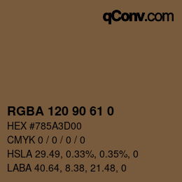 Color code: RGBA 120 90 61 0 | qconv.com