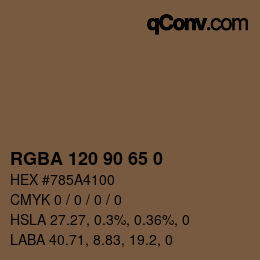 Color code: RGBA 120 90 65 0 | qconv.com