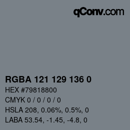 Color code: RGBA 121 129 136 0 | qconv.com