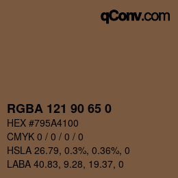 Color code: RGBA 121 90 65 0 | qconv.com