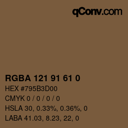 Código de color: RGBA 121 91 61 0 | qconv.com