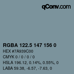 Color code: RGBA 122.5 147 156 0 | qconv.com