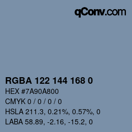 Color code: RGBA 122 144 168 0 | qconv.com