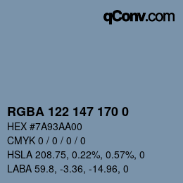 Color code: RGBA 122 147 170 0 | qconv.com