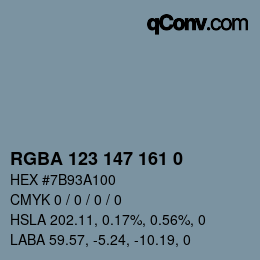Color code: RGBA 123 147 161 0 | qconv.com