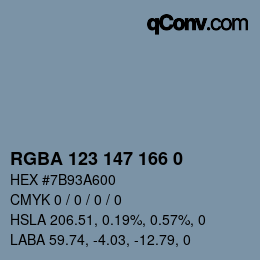 Color code: RGBA 123 147 166 0 | qconv.com