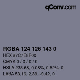 Color code: RGBA 124 126 143 0 | qconv.com