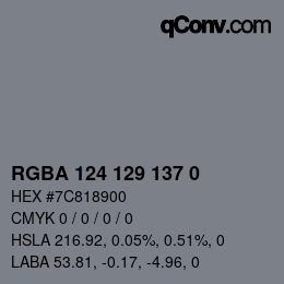 Color code: RGBA 124 129 137 0 | qconv.com
