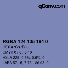 Color code: RGBA 124 135 184 0 | qconv.com