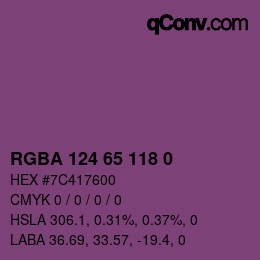 Farbcode: RGBA 124 65 118 0 | qconv.com