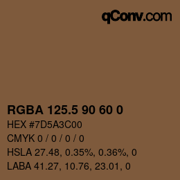Color code: RGBA 125.5 90 60 0 | qconv.com