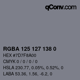Color code: RGBA 125 127 138 0 | qconv.com