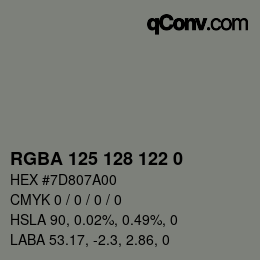 Color code: RGBA 125 128 122 0 | qconv.com