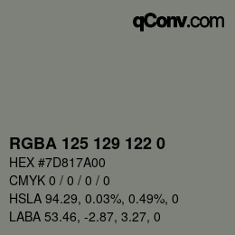 Color code: RGBA 125 129 122 0 | qconv.com