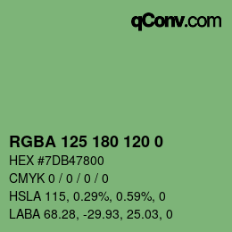 Farbcode: RGBA 125 180 120 0 | qconv.com