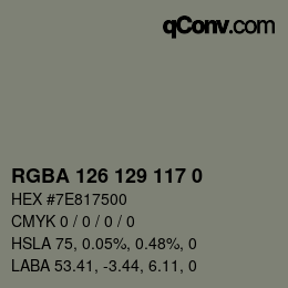 Color code: RGBA 126 129 117 0 | qconv.com