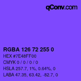 Farbcode: RGBA 126 72 255 0 | qconv.com