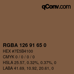 Color code: RGBA 126 91 65 0 | qconv.com