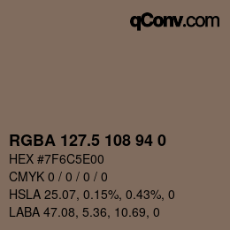Color code: RGBA 127.5 108 94 0 | qconv.com