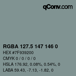 Color code: RGBA 127.5 147 146 0 | qconv.com
