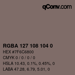Code couleur: RGBA 127 108 104 0 | qconv.com