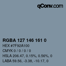 Color code: RGBA 127 146 161 0 | qconv.com