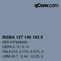 Color code: RGBA 127 146 165 0 | qconv.com