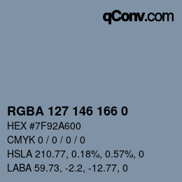 Color code: RGBA 127 146 166 0 | qconv.com