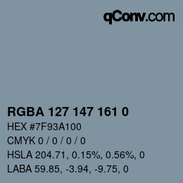 Code couleur: RGBA 127 147 161 0 | qconv.com
