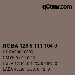 Color code: RGBA 128.5 111 104 0 | qconv.com