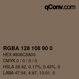 Color code: RGBA 128 108 90 0 | qconv.com