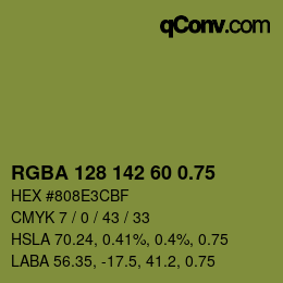 颜色代码: RGBA 128 142 60 0.75 | qconv.com