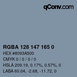 Farbcode: RGBA 128 147 165 0 | qconv.com