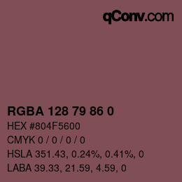 Farbcode: RGBA 128 79 86 0 | qconv.com
