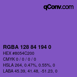 Farbcode: RGBA 128 84 194 0 | qconv.com